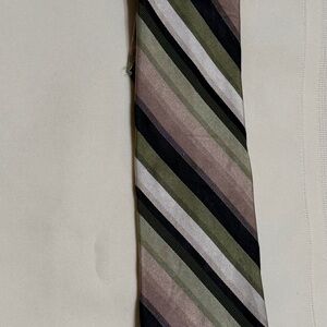 Stafford Striped Tie in Black, Green, and Brown